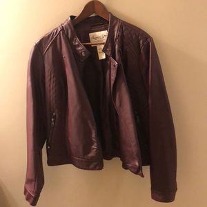 Maroon faux leather jacket